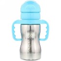 Think, Thinkbaby、シンクスター・オブ・スチール・ボトル、ブルー、ストローボトル1本、9 oz (260 ml) (Discontinued Item)