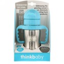 Think, Thinkbaby、シンクスター・オブ・スチール・ボトル、ブルー、ストローボトル1本、9 oz (260 ml) (Discontinued Item)