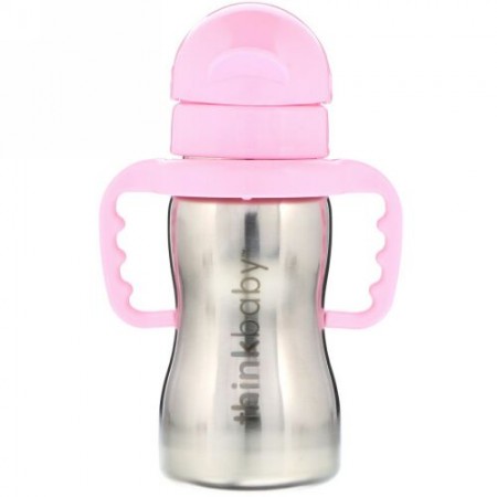 Think, シンクアベビー、シンクスター・スチールボトル、ピンク、ストローボトル1本、9 oz (260 ml) (Discontinued Item)