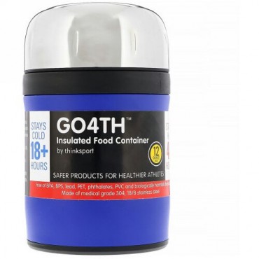 Think, シンクスポーツ、GO4TH（ゴーフォース）、断熱食品容器、ブルー、12 oz (350 ml) (Discontinued Item)
