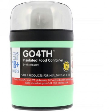 Think, シンクスポーツ、GO4TH（ゴーフォース）、断熱食品容器、ミントグリーン、12 oz (350 ml) (Discontinued Item)