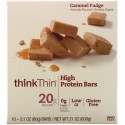 ThinkThin, High Protein Bars, Caramel Fudge, 10 Bars, 2.1 oz (60g) Each (Discontinued Item)