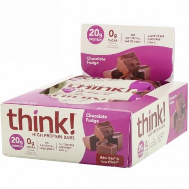 ThinkThin, 高タンパクプロテインバー、チョコレートファッジ、10本、各60 g（2.1 oz）