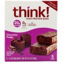 ThinkThin, 高タンパク プロテインバー、チョコレートファッジ、5本、各60g（2.1oz）