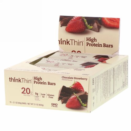 ThinkThin, 高タンパク質バー、チョコレートストロベリー(60 g✕10本) (Discontinued Item)
