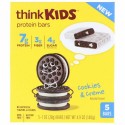 ThinkThin, シンクキッズ、プロテインバー、クッキー & クリーム、5本入り、各1 oz (28 g)