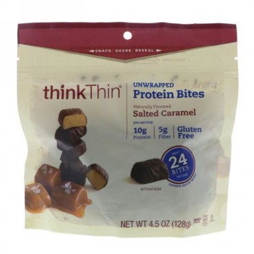 ThinkThin, アンラップド・プロテインバイト、ソルテッドキャラメル、4.5 oz (128 g) (Discontinued Item)