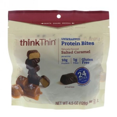 ThinkThin, アンラップド・プロテインバイト、ソルテッドキャラメル、4.5 oz (128 g) (Discontinued Item)