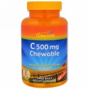 Thompson, C500 mg チュアブル, ナチュラル オレンジ フレーバー, チュアブル錠 60錠