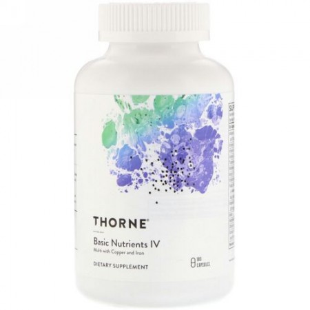 Thorne Research, 基本栄養素IVマルチに銅および鉄分配合、180カプセル (Discontinued Item)