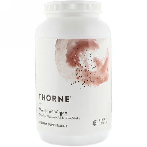 Thorne Research, MediPro Vegan, All-In-One Shake, Chocolate Favored, 49.7 oz (1,410 g) (Discontinued Item)