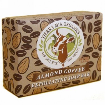 Tierra Mia Organics, ヤギの生ミルクスキンセラピー、角質除去固形石けん、アーモンドコーヒー （108 g） (Discontinued Item)