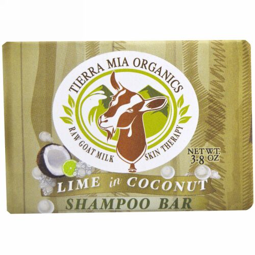 Tierra Mia Organics, 生ヤギミルク・スキンセラピー、シャンプーバー、ライム入りココナッツ、3.8オンス (Discontinued Item)