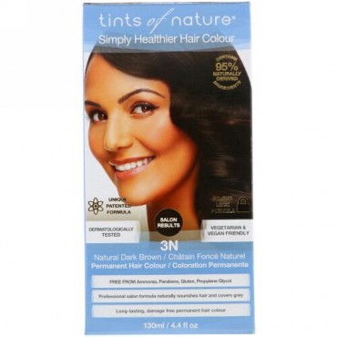 Tints of Nature, Permanent Hair Color, Natural Dark Brown, 3N, 4.4 fl oz (130 ml) (Discontinued Item)
