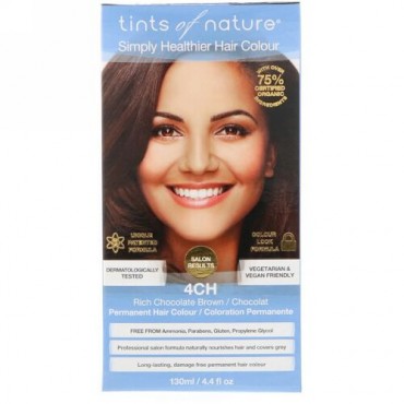 Tints of Nature, Permanent Hair Color, Rich Chocolate Brown, 4CH, 4.4 fl oz (130 ml) (Discontinued Item)
