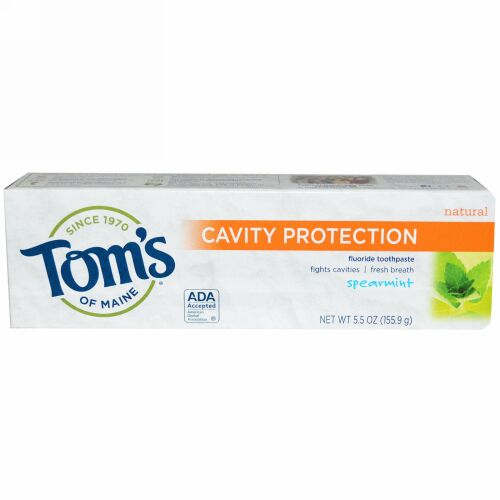 Tom's of Maine, 歯の空洞を保護 フッ素入り歯磨き粉, スペアミント, 5.5 オンス (155.9 g) (Discontinued Item)
