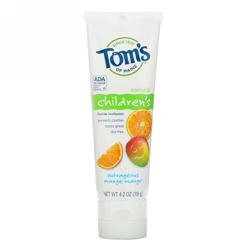 Tom's of Maine, 天然 子供用フッ素入り歯磨き粉、アウトレイジャス・オレンジ・マンゴー、4.2 oz (119 g) (Discontinued Item)