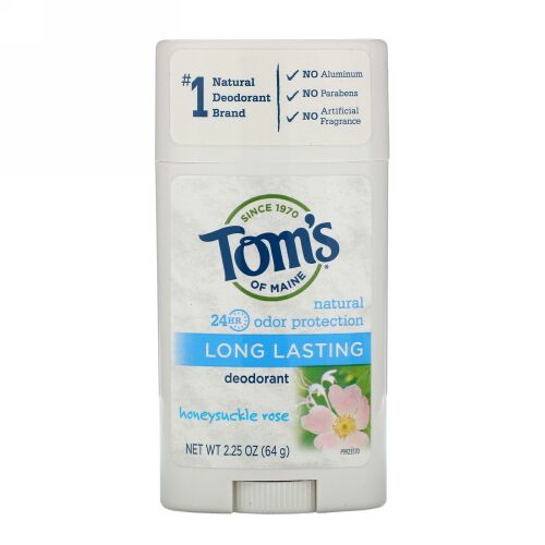 Tom's of Maine, アルミニウムフリーデオドラント、 持続性、 ハニーサックルローズ、 2.25オンス (64 g) (Discontinued Item)