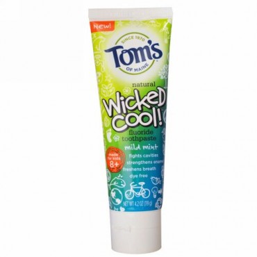 Tom's of Maine, ウィックドクール! フッ素歯磨き粉、 マイルドミント、 4.2オンス (119 g) (Discontinued Item)