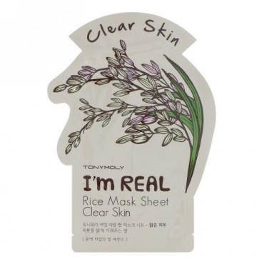 Tony Moly, I'm Real, Rice Mask Sheet, Clear Skin, 1 Sheet, 21 g (Discontinued Item)
