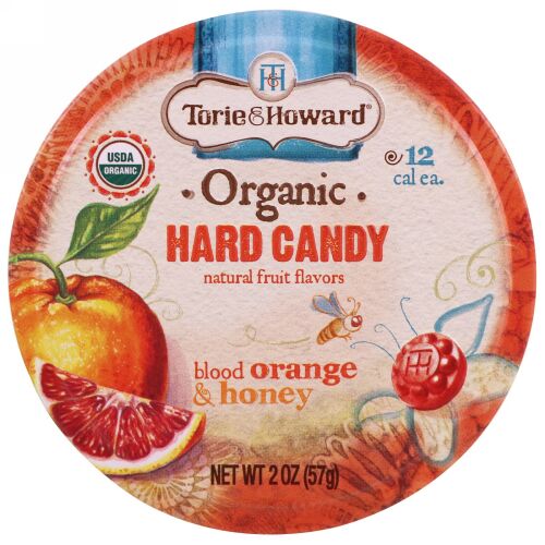 Torie & Howard, オーガニック、ハードキャンディー、ブラッドオレンジ＆ハニー、2 oz (57 g)