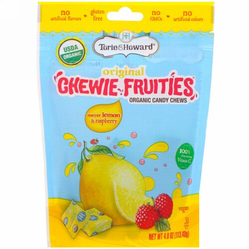 Torie & Howard, Organic Candy Chews, Original Chewie Fruities, Meyer Lemon & Raspberry, 4 oz (113.40 g)