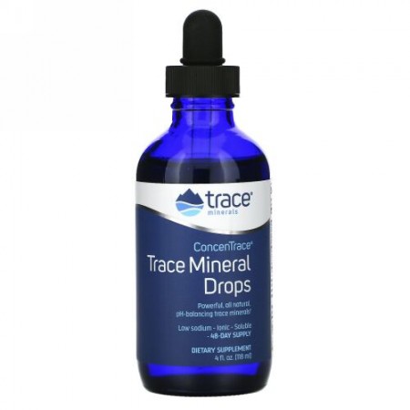Trace Minerals Research, コンセントレース（ConcenTrace） トレースミネラルドロップス、4 fl oz (118 ml)、ドロッパーボトル