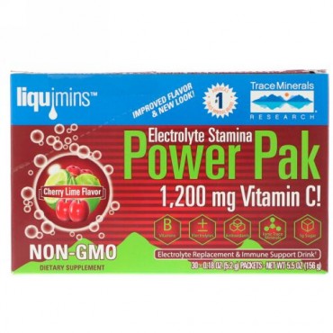 Trace Minerals Research, Electrolyte Stamina PowerPak, Cherry Lime, 30 Packets, 0.18 oz (5.2 g) Each (Discontinued Item)