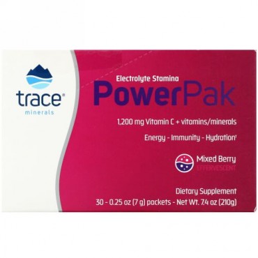 Trace Minerals Research, Electrolyte Stamina PowerPak, Mixed Berry, 30 Packets, 0.25 oz (7 g) Each