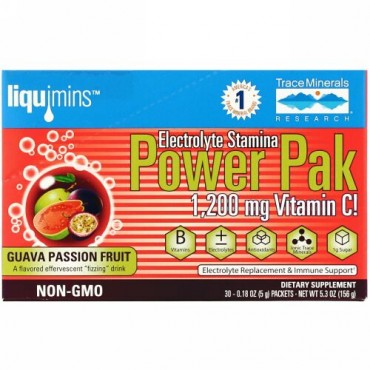 Trace Minerals Research, Electrolyte Stamina Power Pak, Guava Passion Fruit, 30 Packets, 0.18 oz (5 g) Each