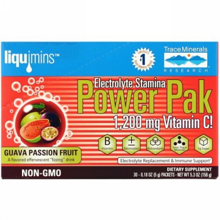 Trace Minerals Research, Electrolyte Stamina Power Pak, Guava Passion Fruit, 30 Packets, 0.18 oz (5 g) Each
