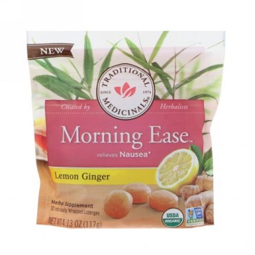 Traditional Medicinals, Organic, Morning Ease, Lemon Ginger, 30 Individually Wrapped Lozenges, 4.13 oz (117 g)