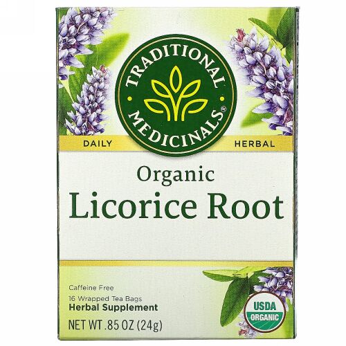 Traditional Medicinals, オーガニックカンゾウ根、カフェインフリー、個包装ティーバッグ16袋、24g（0.85オンス）