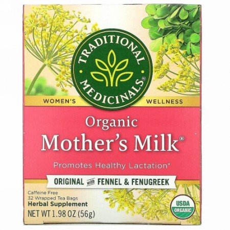 Traditional Medicinals, オーガニックMother's Milk（マザーズミルク）、フェンネル＆フェヌグリーク入りオリジナル、カフェインフリー、個包装ティーバッグ32袋、56g（1.98オンス）
