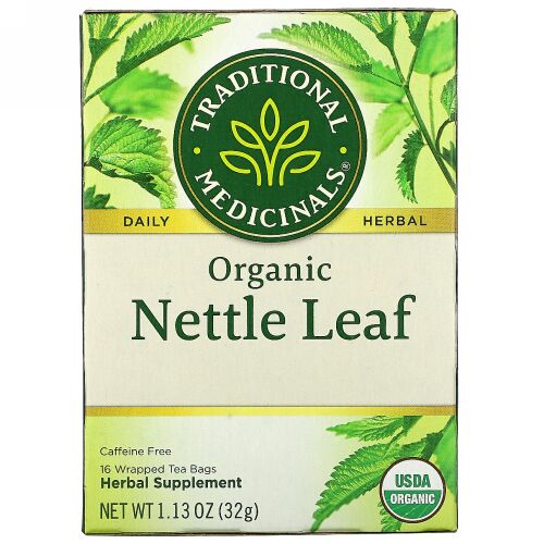 Traditional Medicinals, オーガニックイラクサ葉、カフェインフリー、個包装ティーバッグ16袋、32g（1.13オンス）