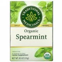 Traditional Medicinals, オーガニックスペアミント、カフェインフリー、個包装ティーバッグ16袋、24g（0.85オンス）