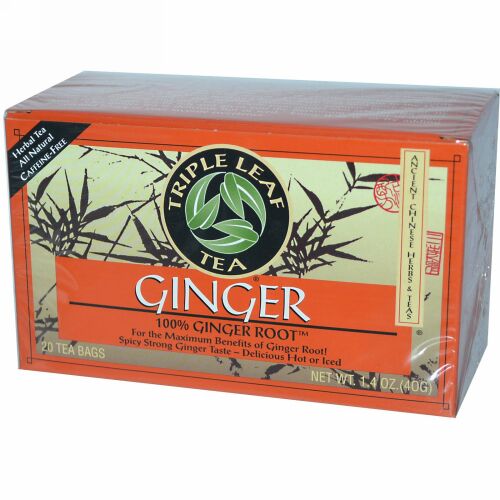 Triple Leaf Tea, 生姜, カフェインフリー, 20ティーバッグ, 1.4オンス (40 g) (Discontinued Item)
