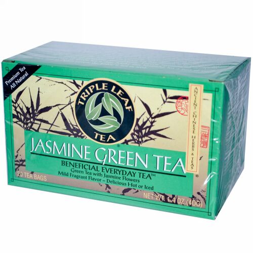 Triple Leaf Tea, ジャスミングリーンティー、20ティーバッグ、1.4 oz (40 g) (Discontinued Item)