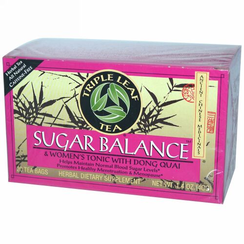 Triple Leaf Tea, シュガーバランス、 カフェインフリー、 20ティーバッグ、 1.4オンス (40 g) (Discontinued Item)