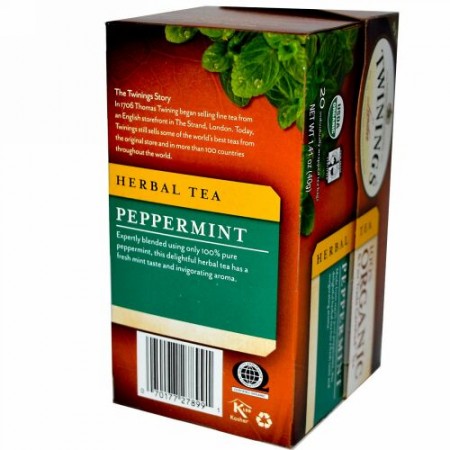 Twinings, 100% オーガニック・ハーブティ, ペパーミント, 20 ティーバッグ, 1.41 オンス (40 g) (Discontinued Item)