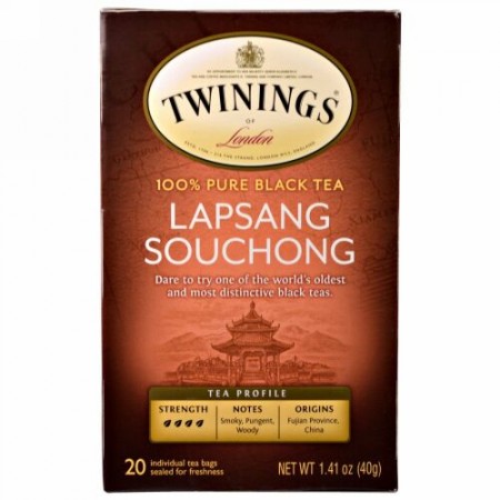 Twinings, 100%ピュアブラックティー, ラプサンスーチョン, 20袋, 各1.41オンス (40 g)