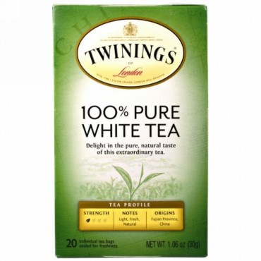 Twinings, 100%ピュアホワイトティー, 20袋, 各1.06オンス (30 g)