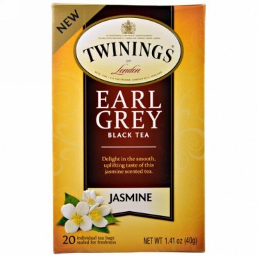 Twinings, ブラックティー, アールグレイ, ジャスミン, 20袋, 各1.41オンス (40 g) (Discontinued Item)
