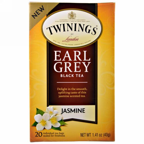 Twinings, ブラックティー, アールグレイ, ジャスミン, 20袋, 各1.41オンス (40 g) (Discontinued Item)
