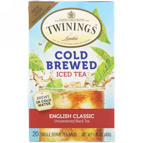 Twinings, 水出しアイスティー, イングリッシュ クラシック, ティーバッグ 20袋, 1.41 oz (40 g)
