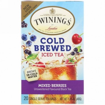 Twinings, 水出しアイスティー, ミックスベリー, ティーバッグ 20袋, 1.41 oz (40 g)