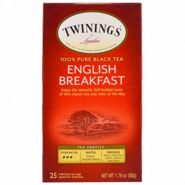 Twinings, English Breakfast Tea、24袋入り、1.76 oz (50 g)