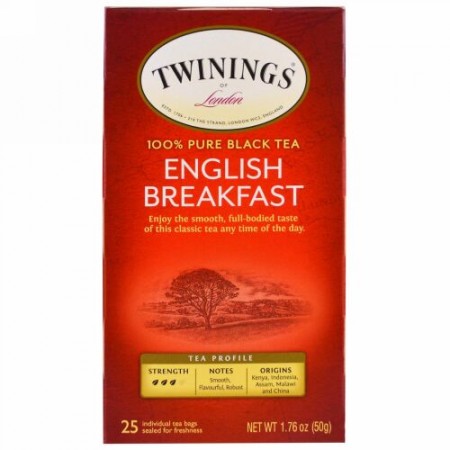 Twinings, English Breakfast Tea、24袋入り、1.76 oz (50 g)