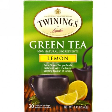 Twinings, グリーンティー, レモン, 20袋,  各1.41オンス (40 g) (Discontinued Item)