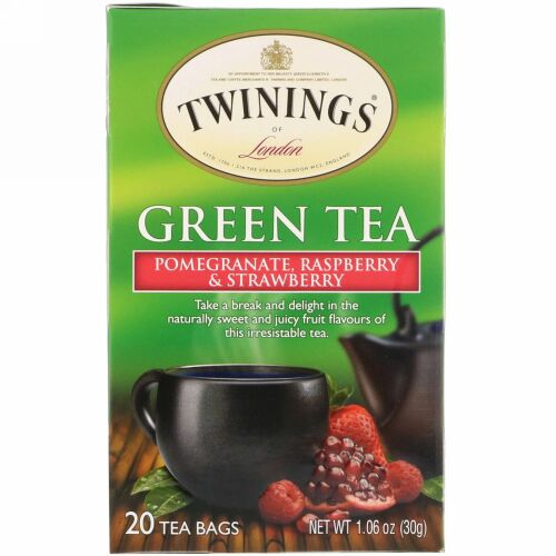 Twinings, 緑茶、ザクロ、ラズベリー&ストロベリー、ティーバッグ20袋、1.06オンス（30 g）